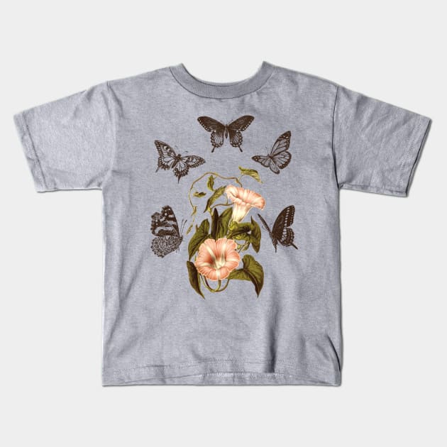 The Butterfly Flower - Cottagecore Fairycore Kids T-Shirt by Souls.Print